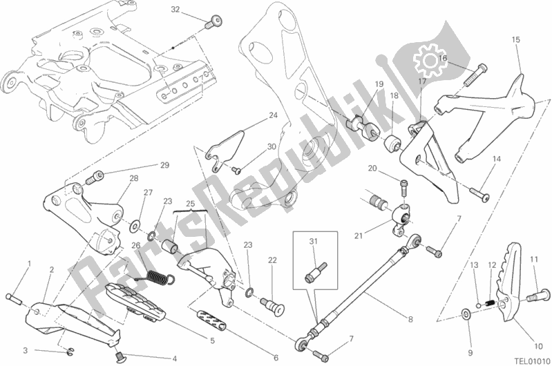 All parts for the Footrests, Left of the Ducati Diavel Xdiavel Thailand 1260 2016